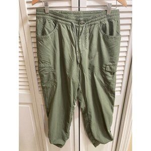 Women's Columbia Olive Green Nylon Cropped Capri Hiking Fishing Pants Size L